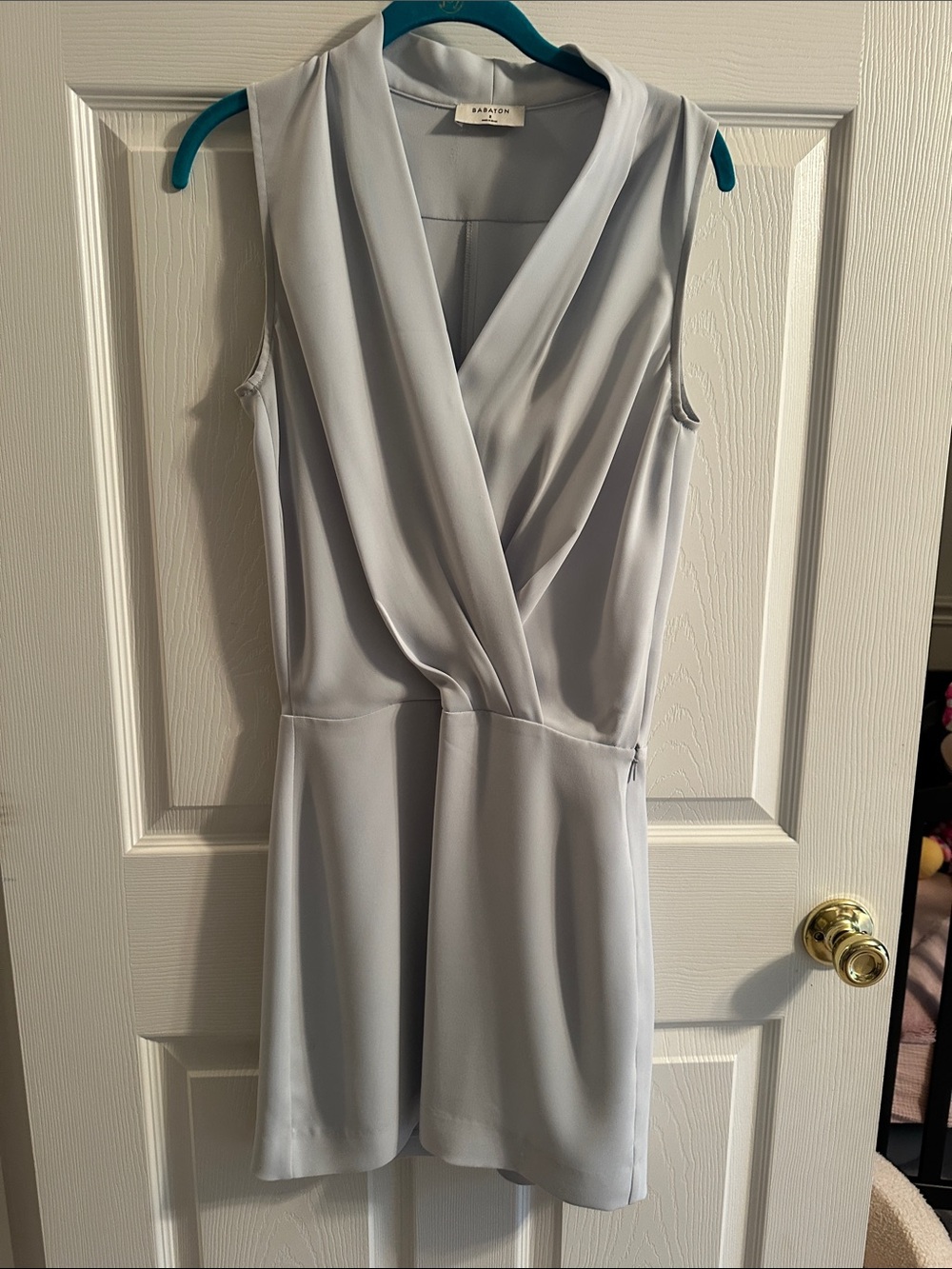 Babaton baby blue  Sleeveless Wrap Mini Dress